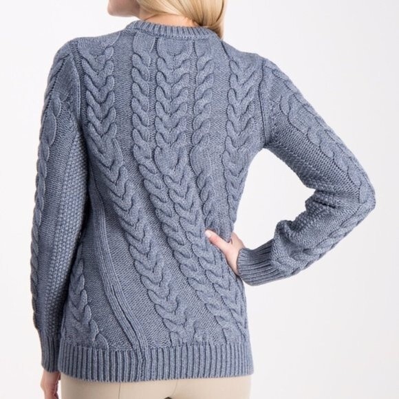 NEW! THEORY Twisting Cable Blue Wool-Blend Sweater -  M - $595.00 - Picture 4 of 6